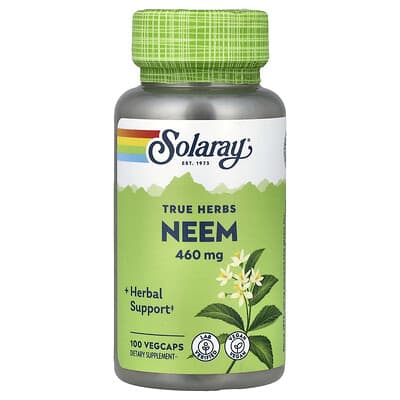 Solaray True Herbs, Neem, 460 mg, 100 вегетарианских капсул