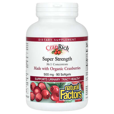 Natural Factors CranRich, Super Strength, 500 mg, 90 мягких капсул