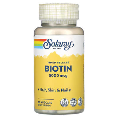 Timed Release Biotin, 5,000 mcg, 60 VegCaps