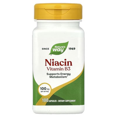 Ниацин, витамин B3, 100 mg, 100 капсул