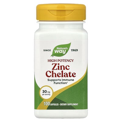 Zinc Chelate, 30 mg, 100 Capsules