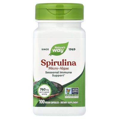 Spirulina Micro-Algae, 100 веганских капсул (380 mg per Capsule)