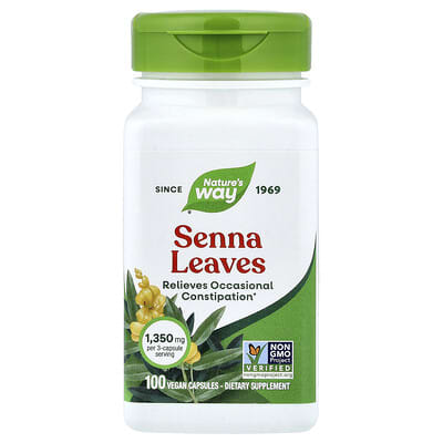 Senna Leaves, 100 веганских капсул (450 mg на капсулу)