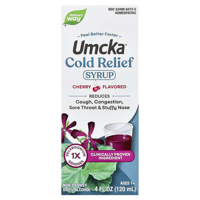 Сироп Umcka® от простуды, для детей от 1 года, вишня, 4 fl oz (120 ml)