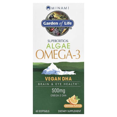 Garden of Life®, Algae Omega-3, апельсин, 60 мягких капсул