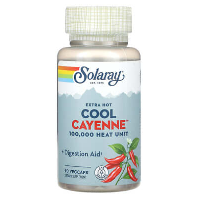 Solaray Extra Hot Cool Cayenne, 90 вегетарианских капсул (300 mg на капсулу)