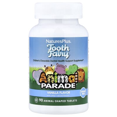 Animal Parade®, Tooth Fairy®, Детская жевательная добавка для здоровья зубов, Vanilla, 90 таблеток в форме животных