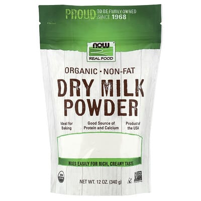 Real Food органический обезжиренный сухой порошок молока, 12 oz (340 g)