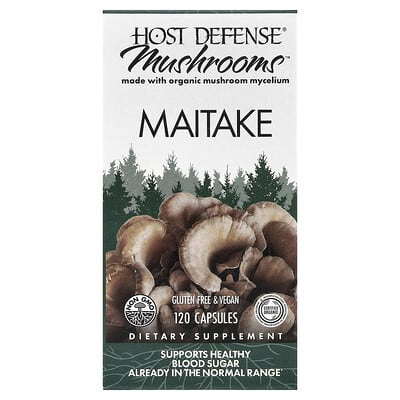 Грибы Maitake Host Defense, 120 капсул (0.5 g на капсулу)