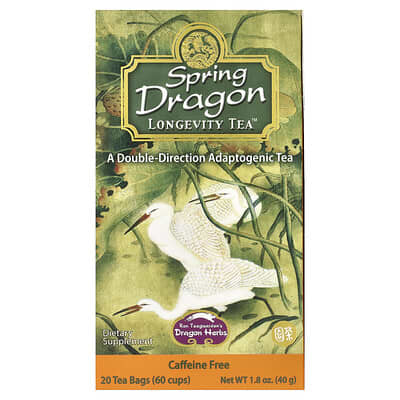 Чай Spring Dragon Longevity Tea™, без кофеина, 20 чайных пакетиков, 1.8 oz (40 g)