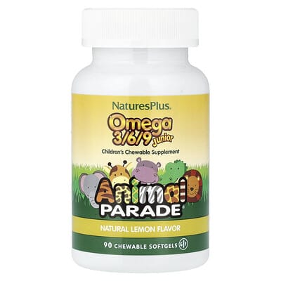 Animal Parade®, Omega 3/6/9 Junior, Натуральный лимон, 90 жевательных мягких капсул