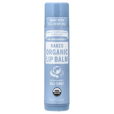 Dr. Bronner's Органический бальзам для губ, Naked, 0.15 oz (4 g)