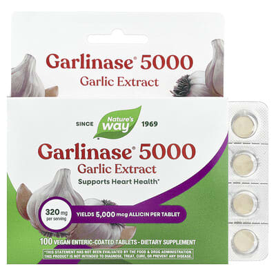 Garlinase® 5000, Garlic Extract, 320 mg, 100 Vegan Enteric-Coated Tablets