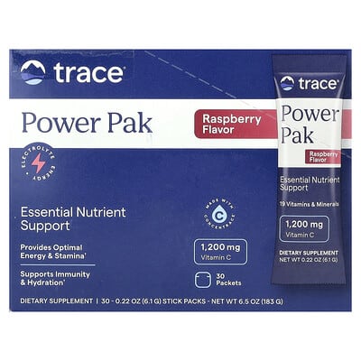 PowerPak, Raspberry, 30 Stick Packs, 0.22 oz (6.1 g) Each