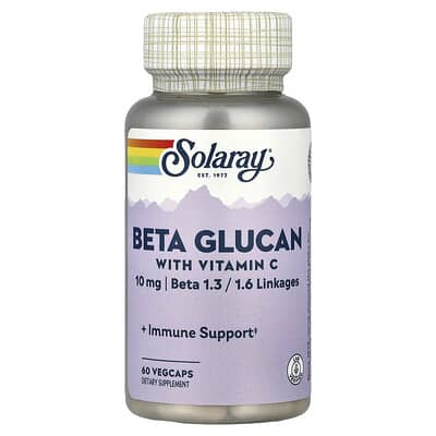 Solaray Beta Glucan с витамином C, 60 вегетарианских капсул