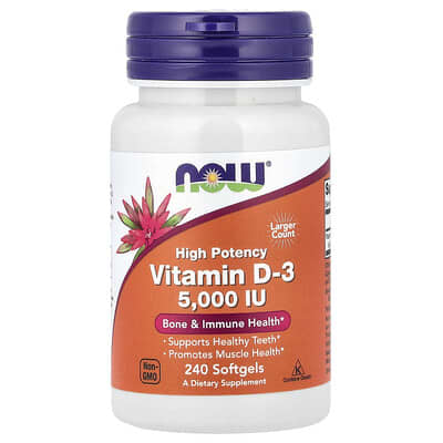 Vitamin D-3, High Potency, 5,000 IU, 240 Softgels