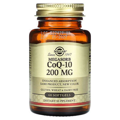 Solgar Megasorb CoQ-10, 200 mg, 60 мягких капсул