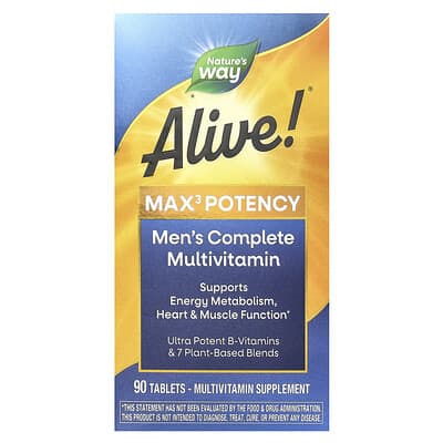 Alive!® Max3 Potency, Men's Complete Multivitamin, 90 Tablets