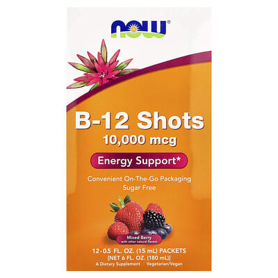 B-12 Shots, смесь ягод, 12 пакетиков, по 0.5 fl oz (15 ml) каждый