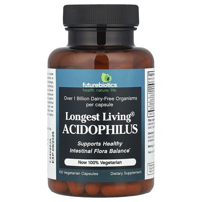 Longest Living® ацидофильный пробиотик, 100 вегетарианских капсул