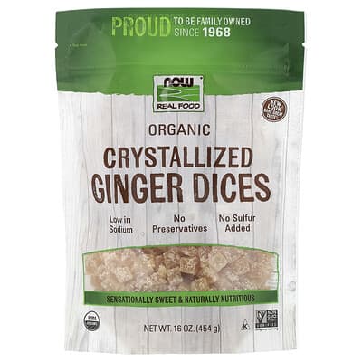 Real Food, органический кристаллизованный имбирь кубиками, 16 oz (454 g)