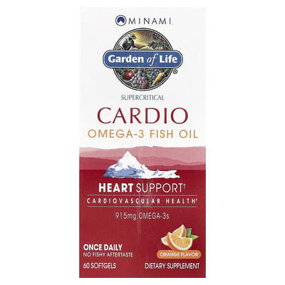 Supercritical Cardio, рыбий жир Omega-3, Orange, 915 mg, 60 мягких капсул