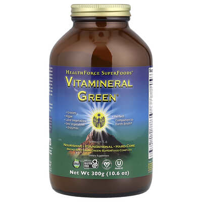 Зеленый суперфуд HealthForce Superfoods Vitamineral Green®, версия 5.6, 10.6 oz (300 g)