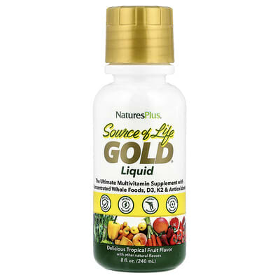 NaturesPlus Source of Life, Gold® жидкая форма, тропические фрукты, 8 fl oz (240 ml)