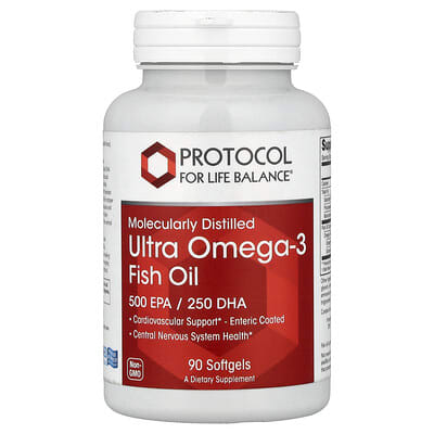 Рыбий жир Ultra Omega-3 молекулярной дистилляции, 90 мягких капсул