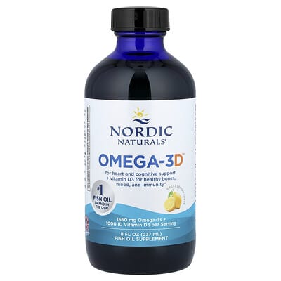 Nordic Naturals Omega-3D™, лимон, 8 fl oz (237 ml)