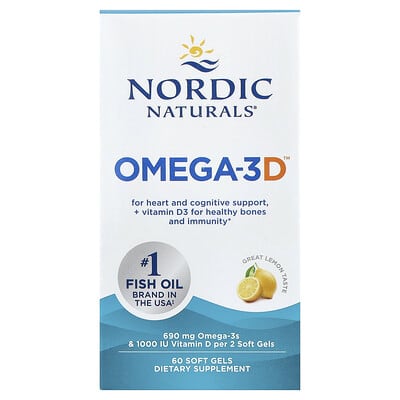 Omega-3D™, Lemon, 60 мягких капсул