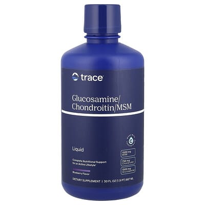Жидкий глюкозамин/хондроитин/MSM Trace, Blueberry, 30 fl oz (887 ml)