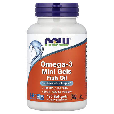 Рыбий жир Omega-3 Mini Gels, 180 мягких капсул (0.5 g на капсулу)