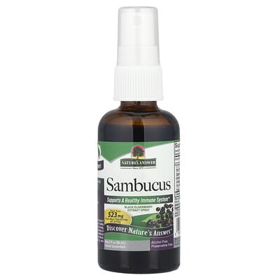 Sambucus, экстракт черной бузины в спрее, без спирта, 2 fl oz (60 ml)