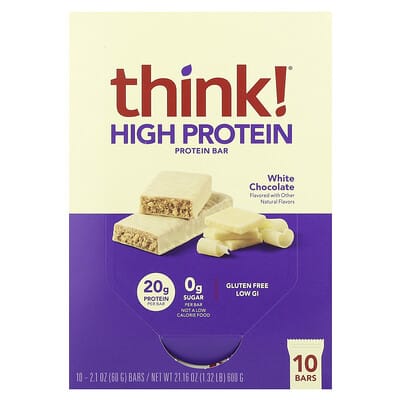 Протеиновые батончики White Chocolate, 10 штук, 2.1 oz (60 g) каждый