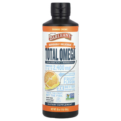 Total Omega®, Omega 3-6-9, апельсиновый крем, 2,400 mg, 16 oz (454 g)