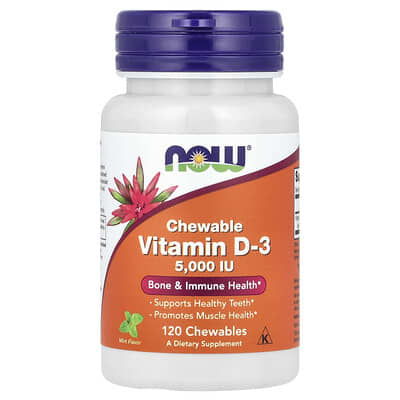 Chewable Vitamin D-3, Mint, 5,000 IU, 120 Chewables