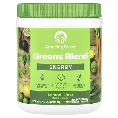 Смесь суперфудов Greens Blend, Energy, Lemon Lime, 7.4 oz (210 g)