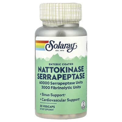 Solaray Nattokinase Serrapeptase, кишечнорастворимые капсулы, 30 шт.