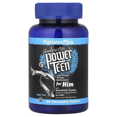 Source of Life, Power Teen® для него, без сахара, дикая ягода, 6 жевательных таблеток