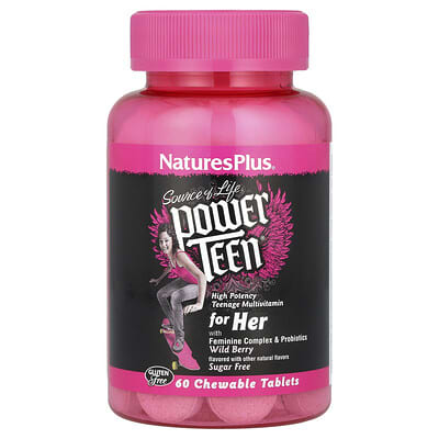 Source of Life®, Power Teen® для женщин, без сахара, дикая ягода, 60 жевательных таблеток