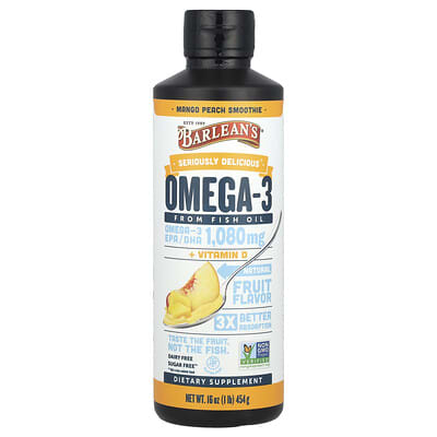 Seriously Delicious® Omega-3 из рыбьего жира + витамин D Mango Peach Smoothie 16 oz (454 g)