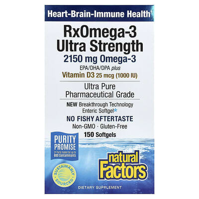 RxOmega-3 Ultra Strength с витамином D3, 150 мягких капсул