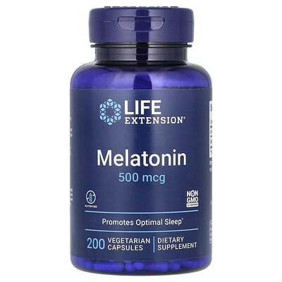 Мелатонин, 500 mcg, 200 вегетарианских капсул