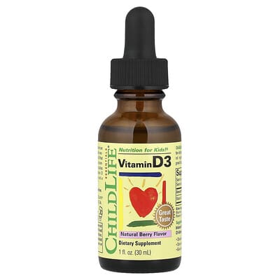 Витамин D3, натуральный ягодный вкус, 12.5 mcg (500 IU), 1 fl oz (30 ml)