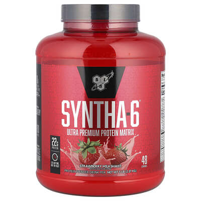 Syntha-6®, ультрапремиальная протеиновая матрица, клубничное milkshake, 5 lbs (2.27 kg)