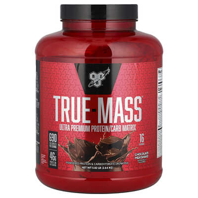 True-Mass®, протеиново-углеводная матрица Ultra Premium, Chocolate Milkshake, 5.82 lbs (2.64 kg)