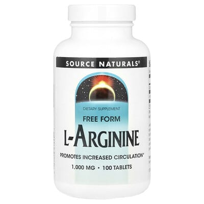 Source Naturals L-Arginine, свободная форма, 1,000 mg, 100 таблеток