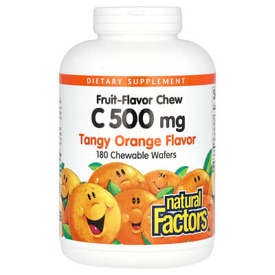 Vitamin C Fruit-Flavor Chew, Tangy Orange, 180 Chewable Wafers