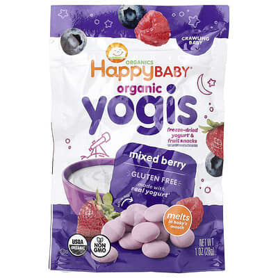 Happy Baby®, Organic Yogis, сушеный йогурт и фрукты, для детей, Mixed Berry, 1 oz (28 g)